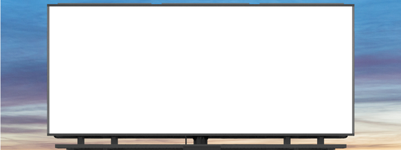 A large white billboard with a blue sky in the background.