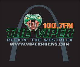 A logo for 100.7 fm the viper rockin ' the westplex