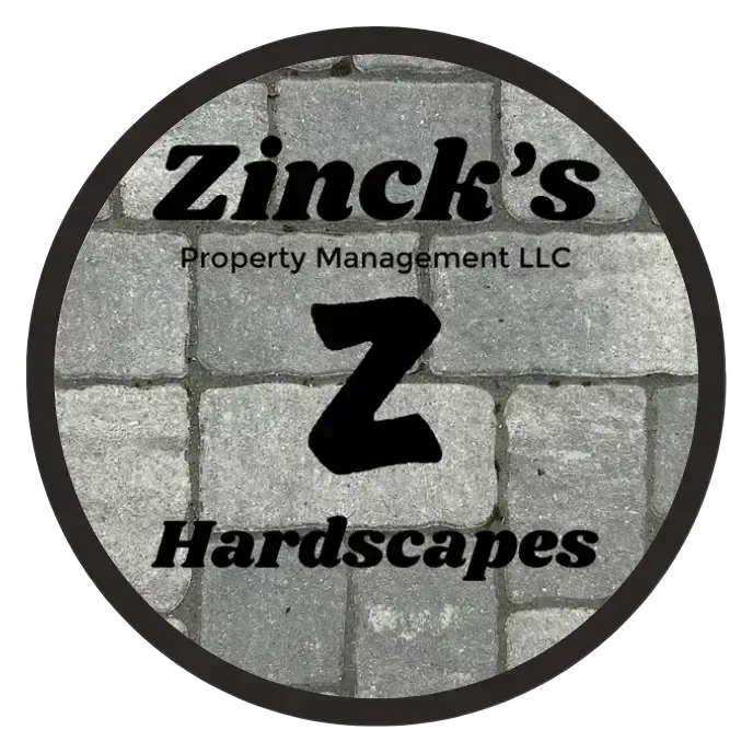 A logo for zink 's property management hardscapes