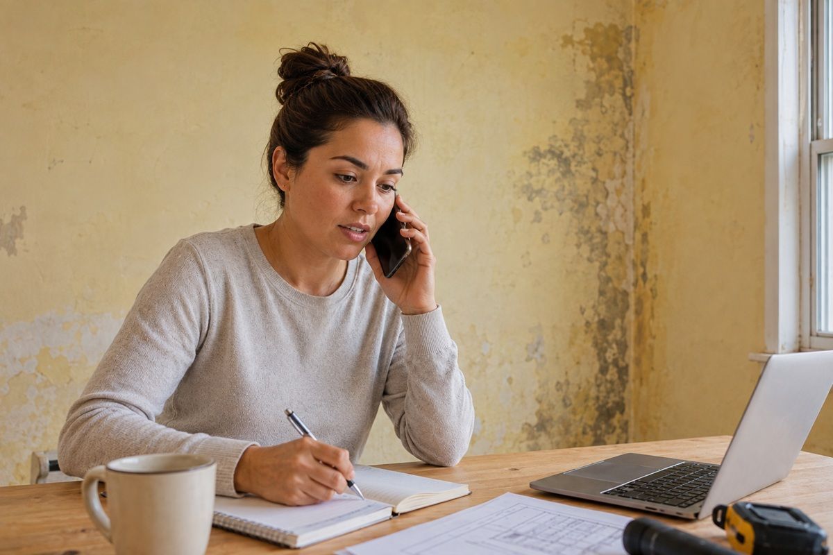 Woman Taking Notes During Phone Call for service schedule in madera drywall pro
