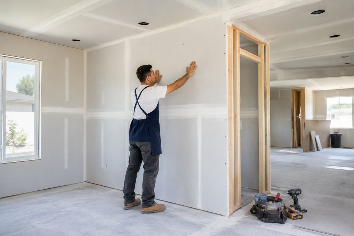 New drywall installation during a Madera, CA home renovation 