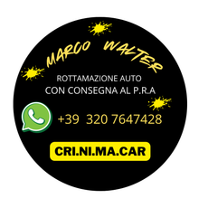 Un logo circolare nero con schizzi di vernice gialla, le scritte