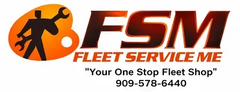 FSM Fleet Service Me logo with orange wrench and mechanic silhouette, 