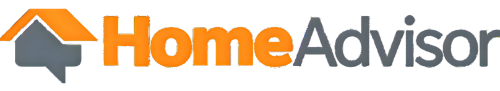 A logo for home advisor with an arrow pointing up