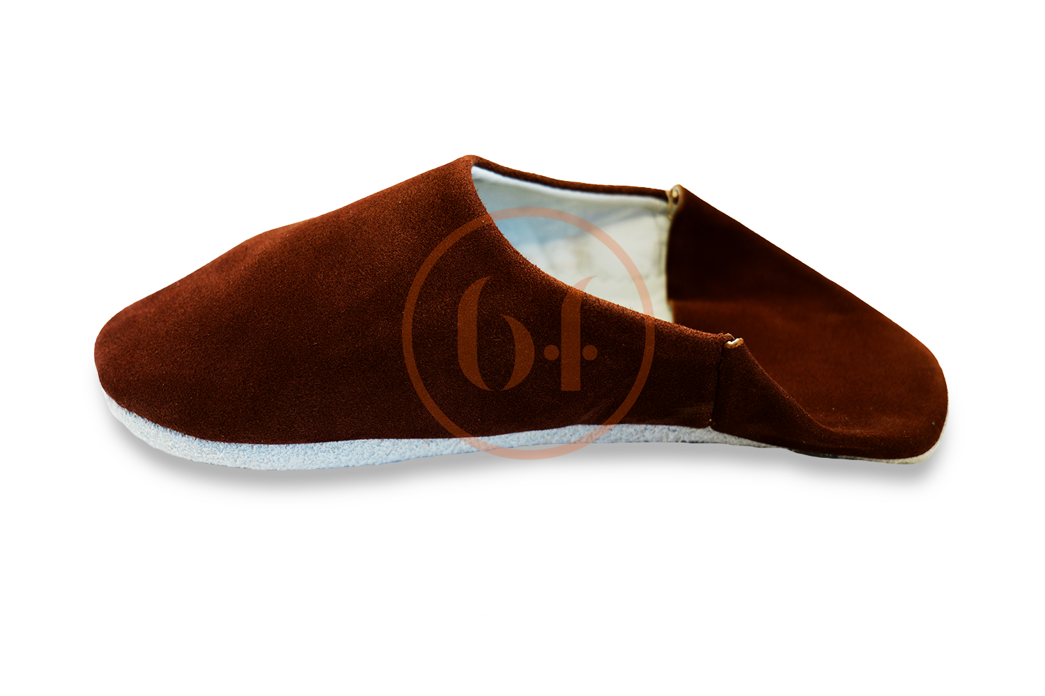 Chaussons Maissa BABOUCHES FRANCE – En Cuir Cousu Main, Semelle Intérieure Molletonnée, Couleur Bleu, Confortables