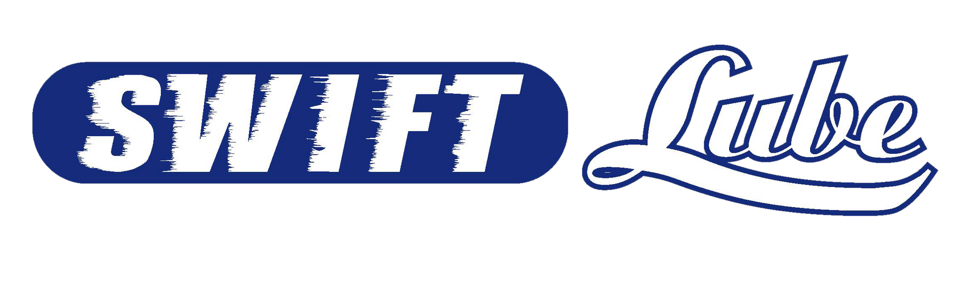 Logo: "SWIFT" in white letters on a blue rounded rectangle, next to cursive "Lube" in blue outline.