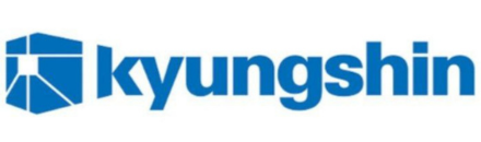 Un logotipo azul y blanco para una empresa llamada Kyungshin.