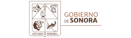 El logotipo del Gobierno de Sonora muestra un escudo de armas con animales.
