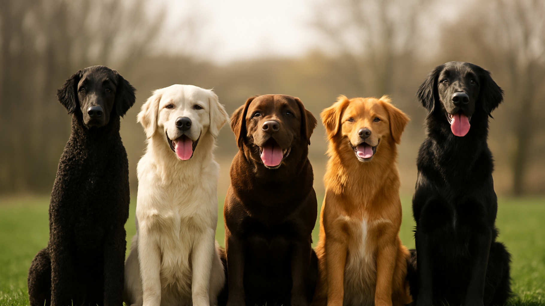 Calm dogs sitting together