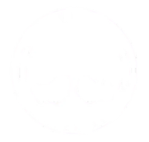 A round logo for the