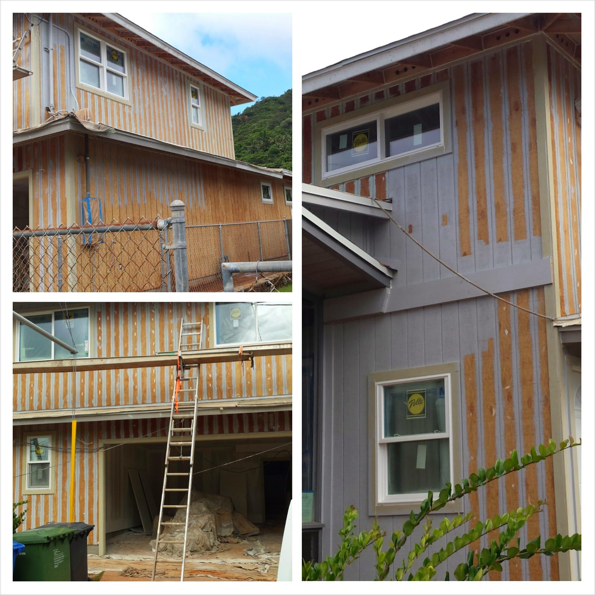 Collage of home exterior being renovated by Clinton's Painting