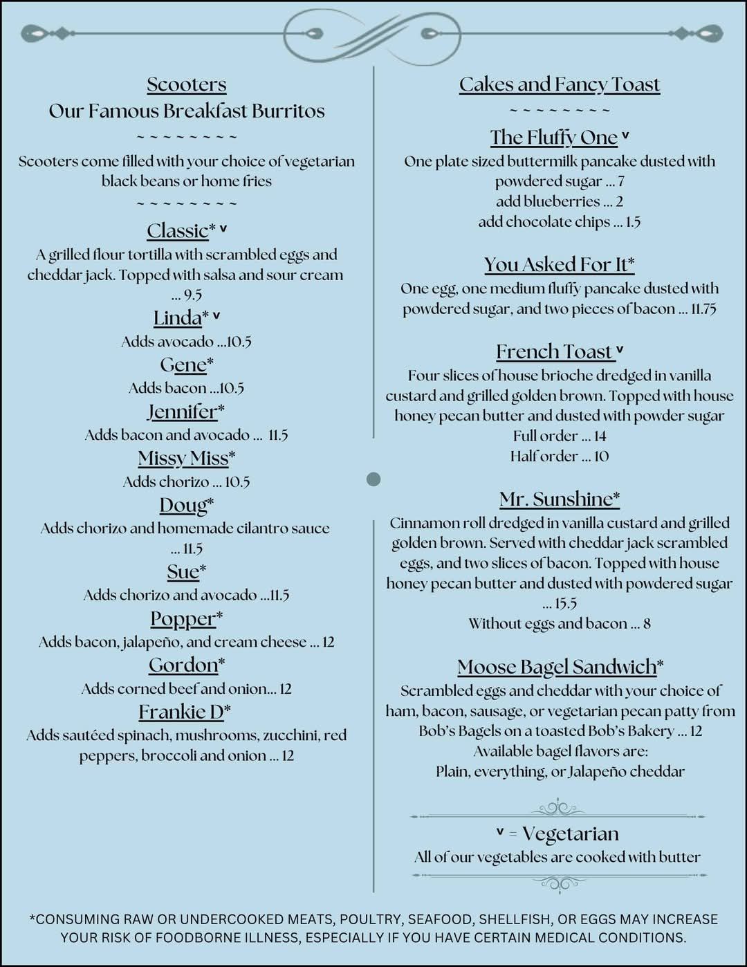 Blue poster with two columns of fashion terms and definitions, headed “Our Famous Fashion Brands” and “Girls and Jeans Too”