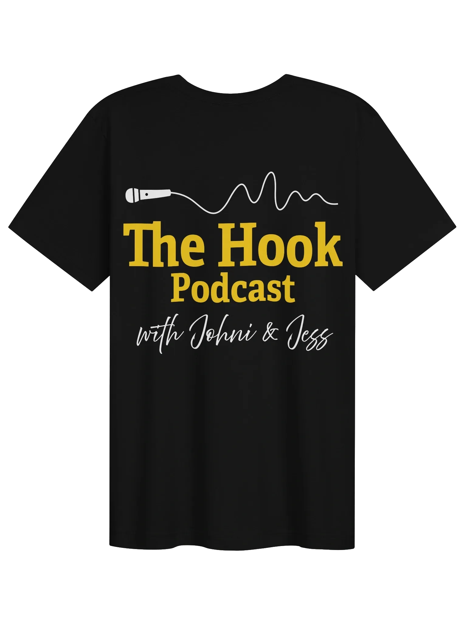 Black knit beanie with yellow “The Hook Podcast” logo on the cuff