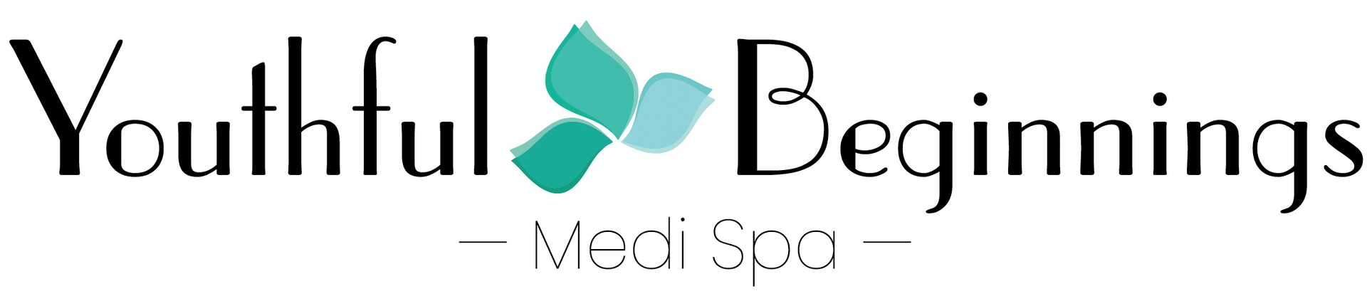 Youthful Beginnings logo with teal leaves and black text on a white background
