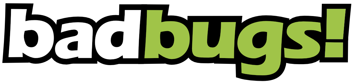 bad bugs logo in white and green