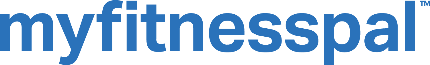 A blue logo for myfitnesspal on a white background