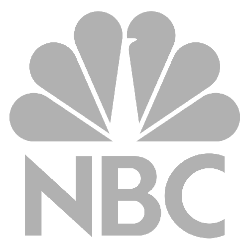 Gray NBC logo: a stylized peacock with the letters 