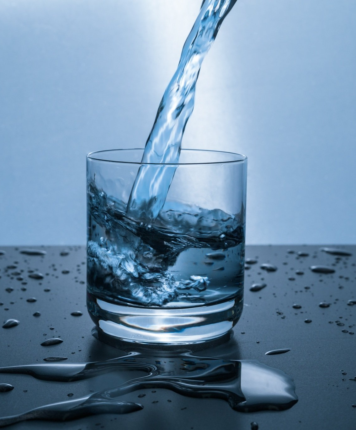 water being poured into glass