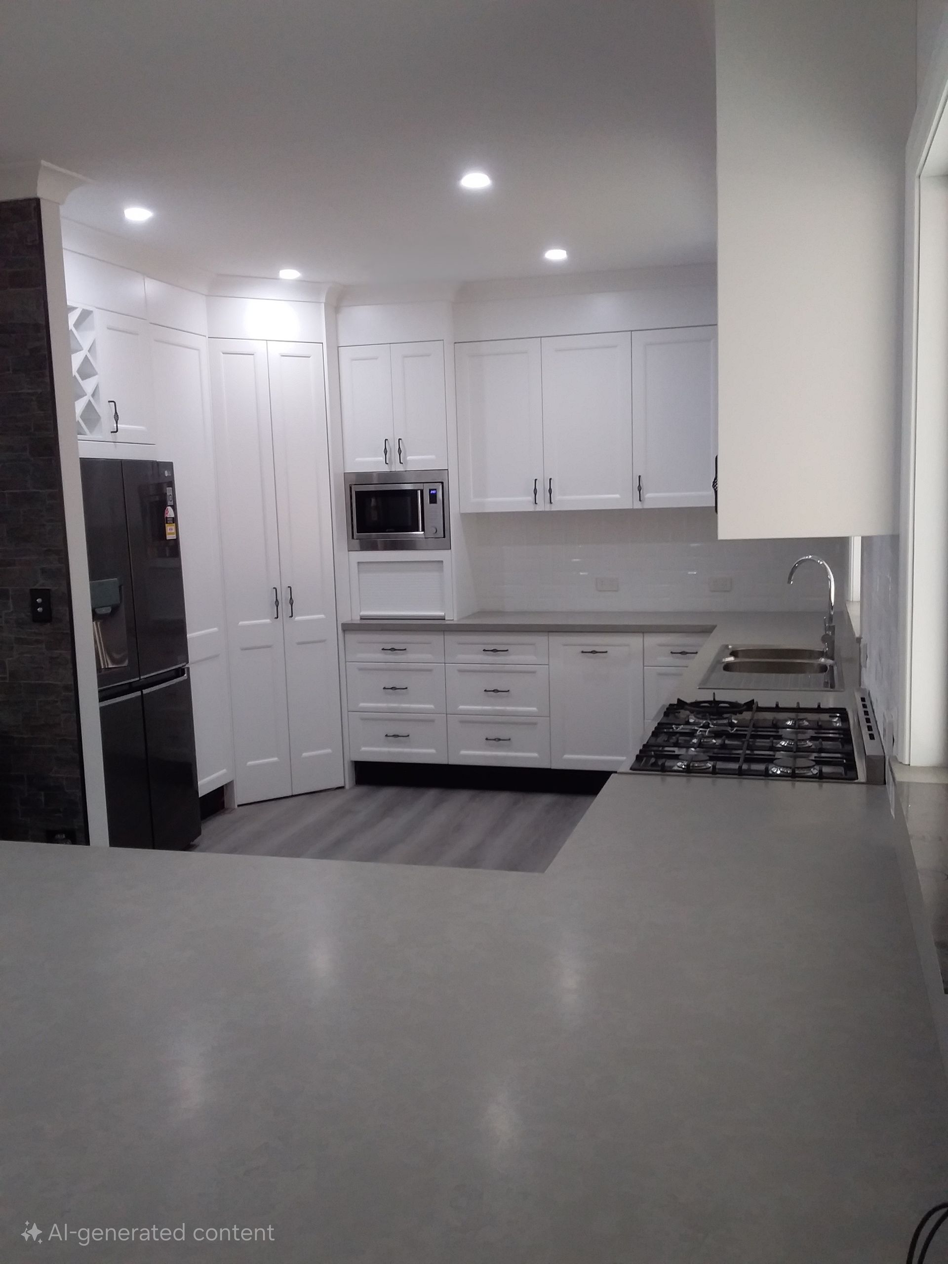 White Kitchen With Countertops, Cabinets, and Appliances — Gateway Manufacturing in Morisset, NSW