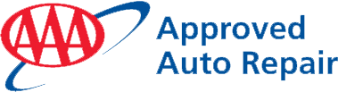 AAA Approved Auto Repair logo. Red AAA in oval, blue swoosh, and blue text.