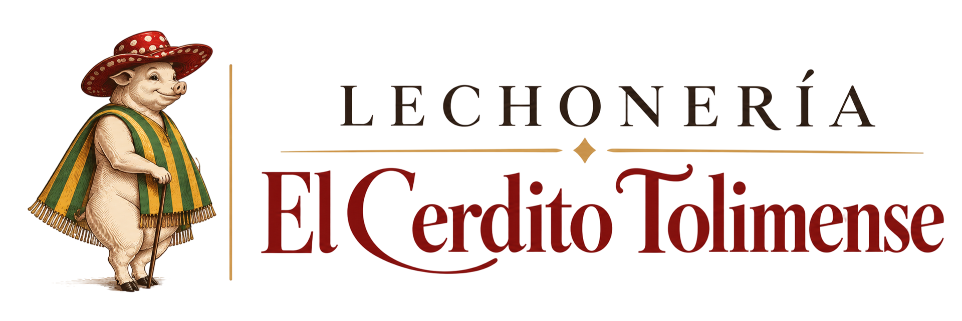Logotipo de Lechonería El Cerdito Tolimense con un cerdito caricaturesco y texto rojo y negro.