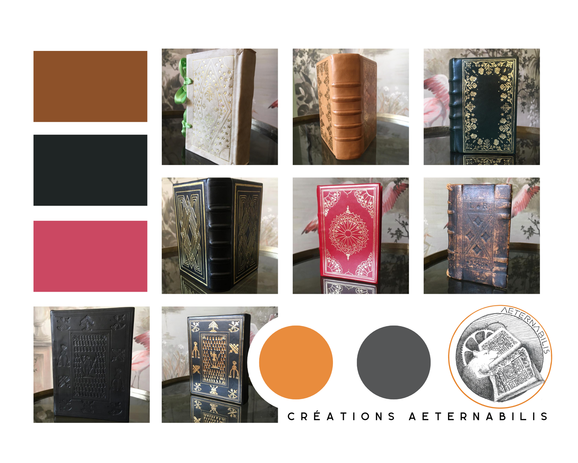 Un collage de livres de différentes couleurs sur une table