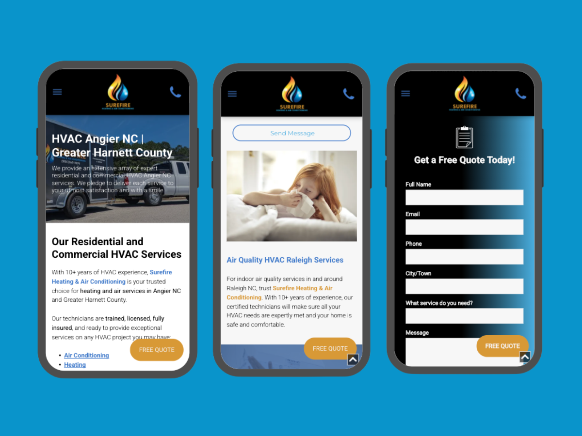 Long Island Digital Marketing campaign for Surefire Heating and Air. HVAC Web Design