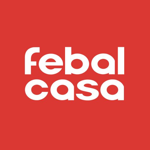 Uno sfondo rosso con testo bianco che dice febal casa