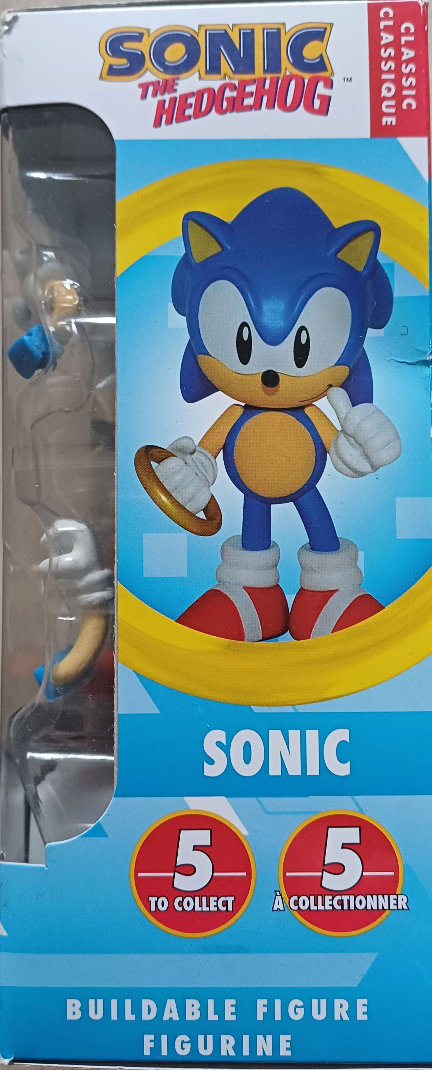 Sonic the Hedgehog actiefiguur in verpakking, inclusief verwisselbare handen.