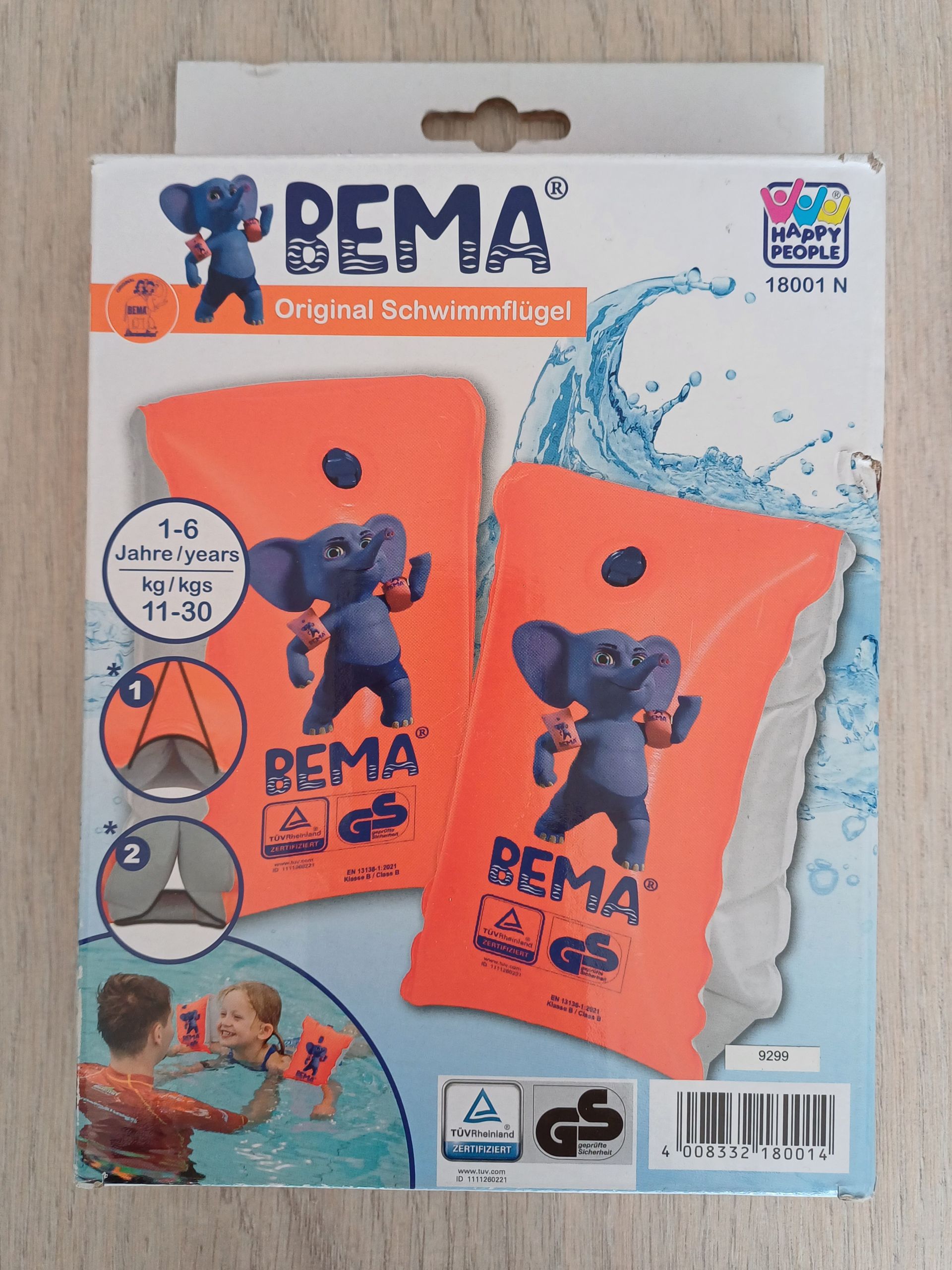 BEMA-zwembandjes met een olifantenafbeelding.
