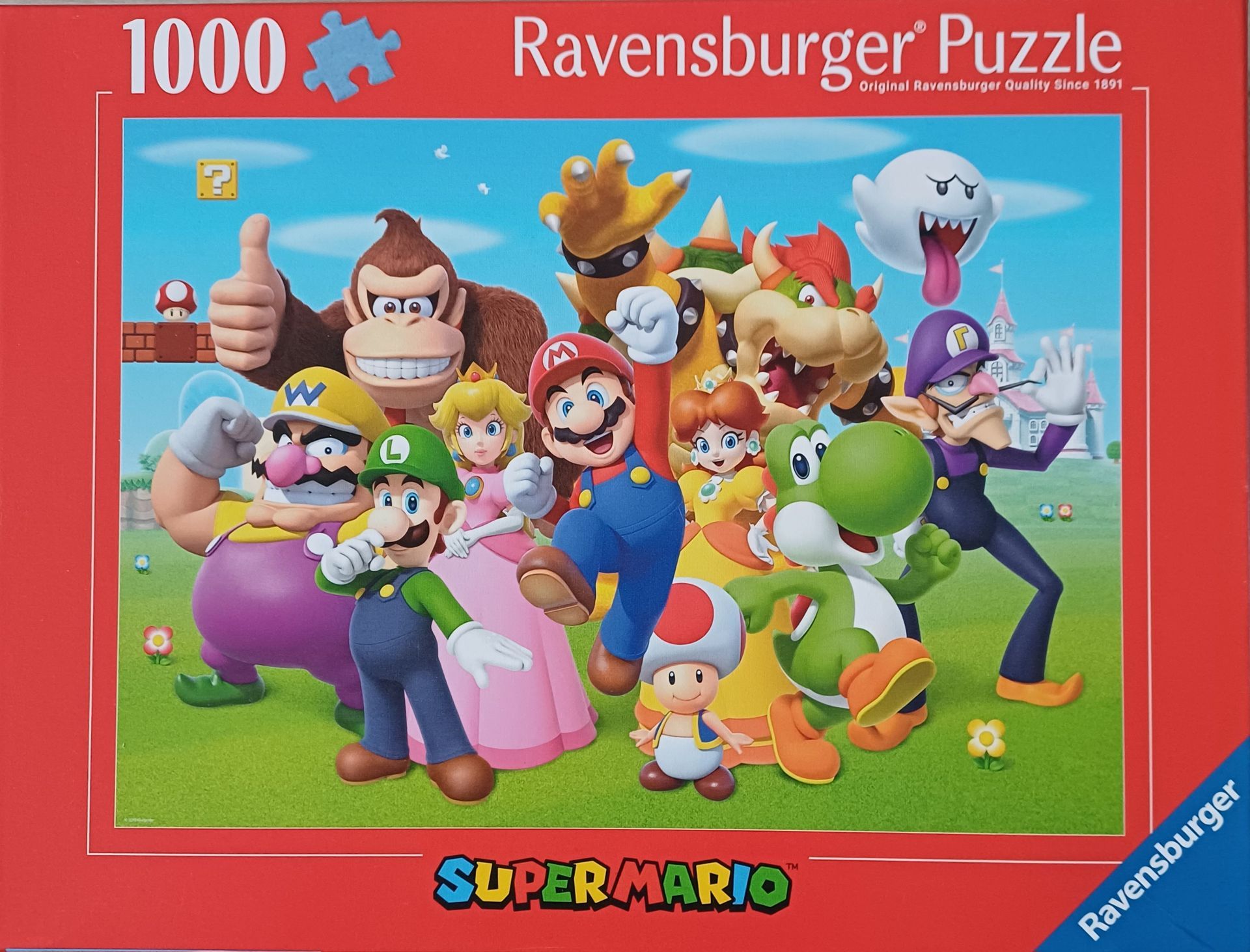 Ravensburger Super Mario-legpuzzel met verschillende personages.