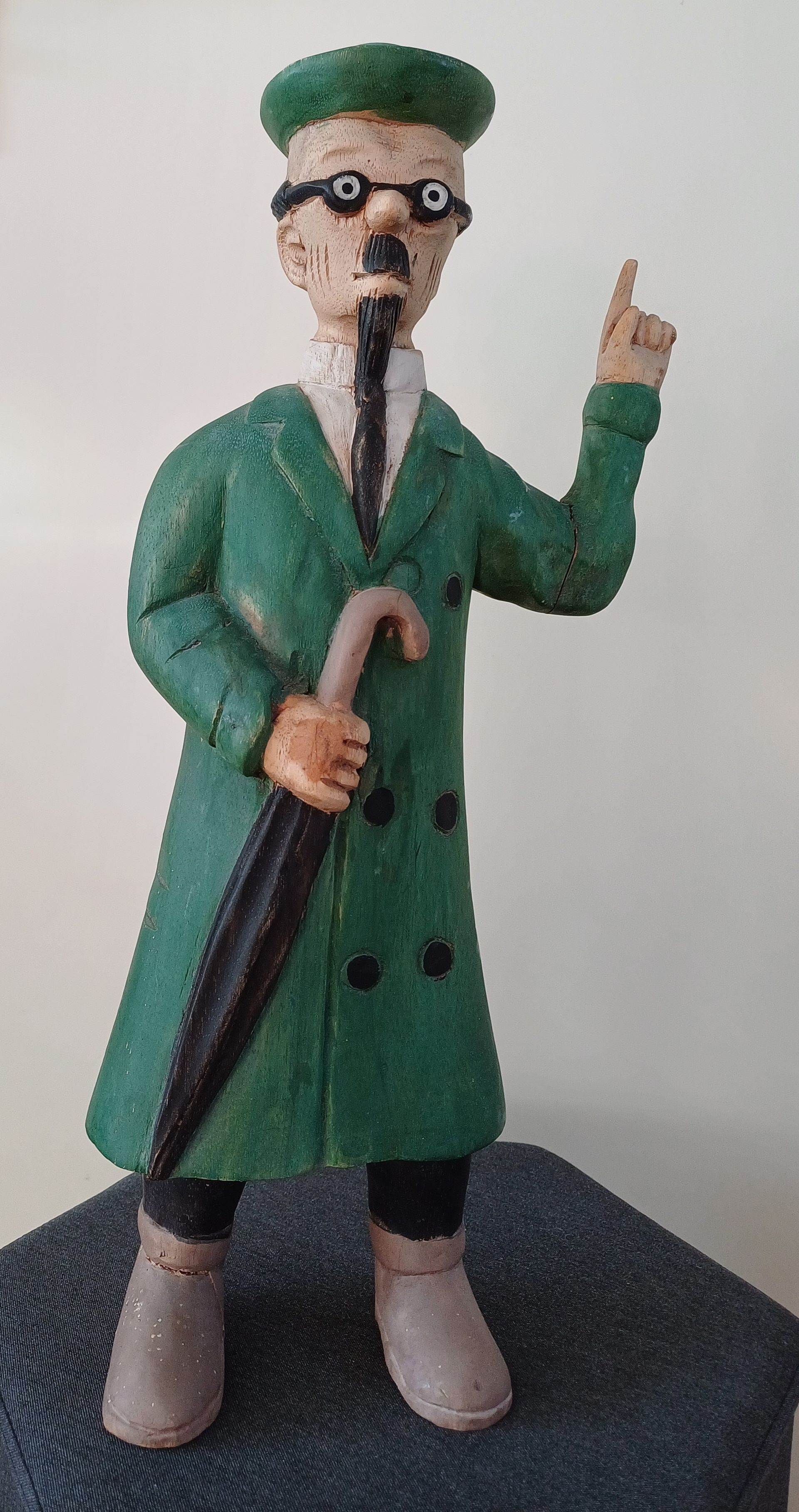 Vintage Herge houten beeld Professor Zonnebloem - Tryphon Tournesol.