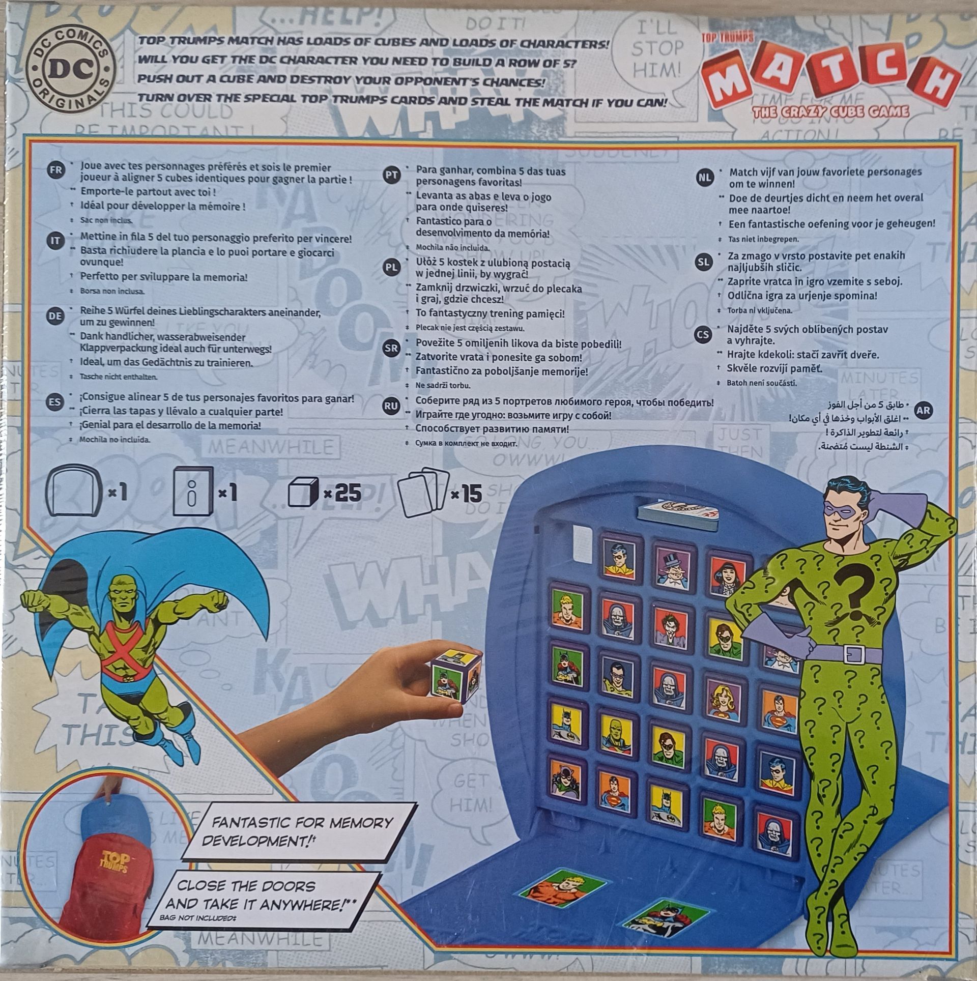 DC Comics  MATCH: The Crazy Cube Game van het merk Top Trumps. Vijf op een rij.