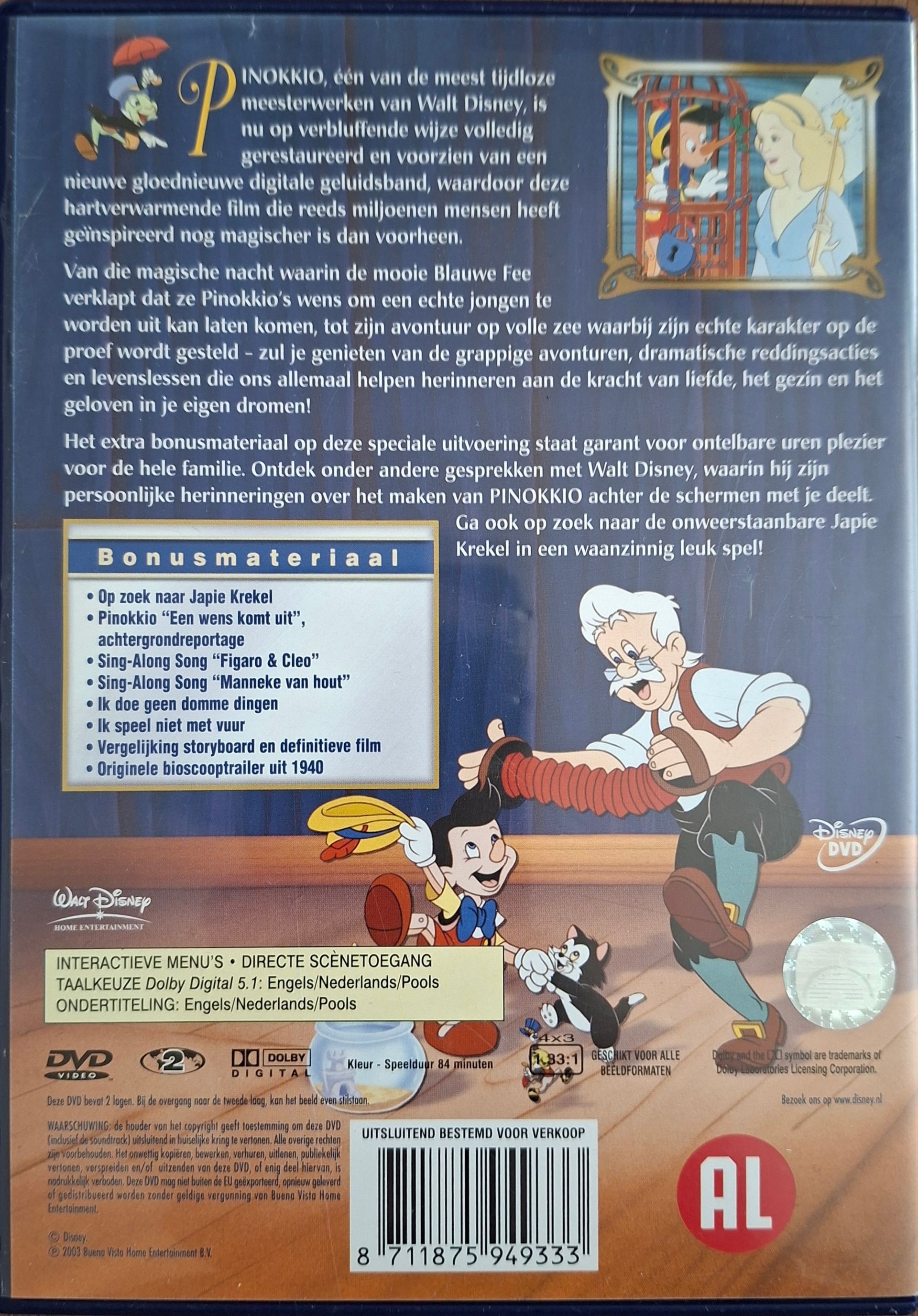 DVD Pinokkio van Walt Disney
