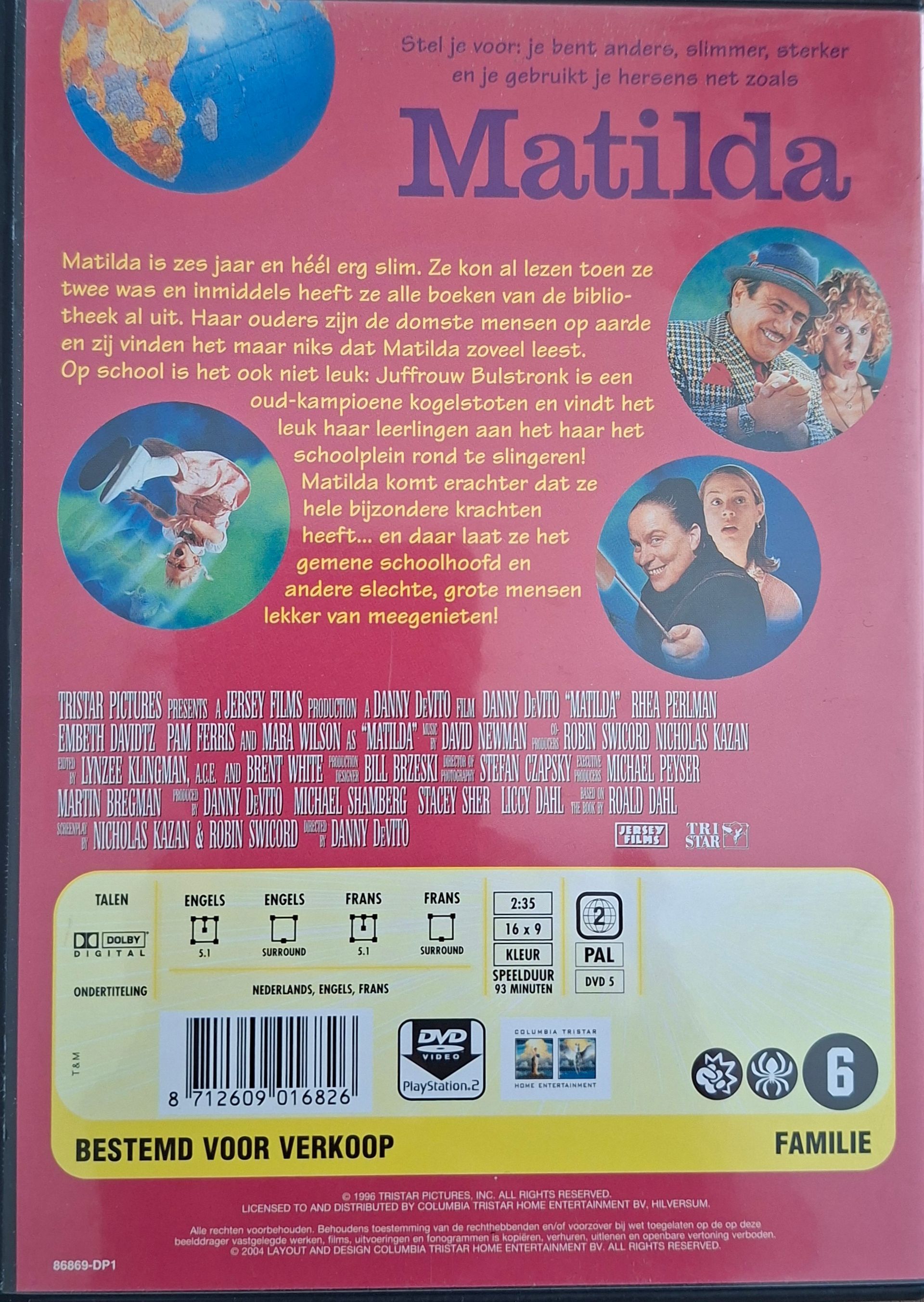 DVD Matilda, naar het boek van Roald Dahl