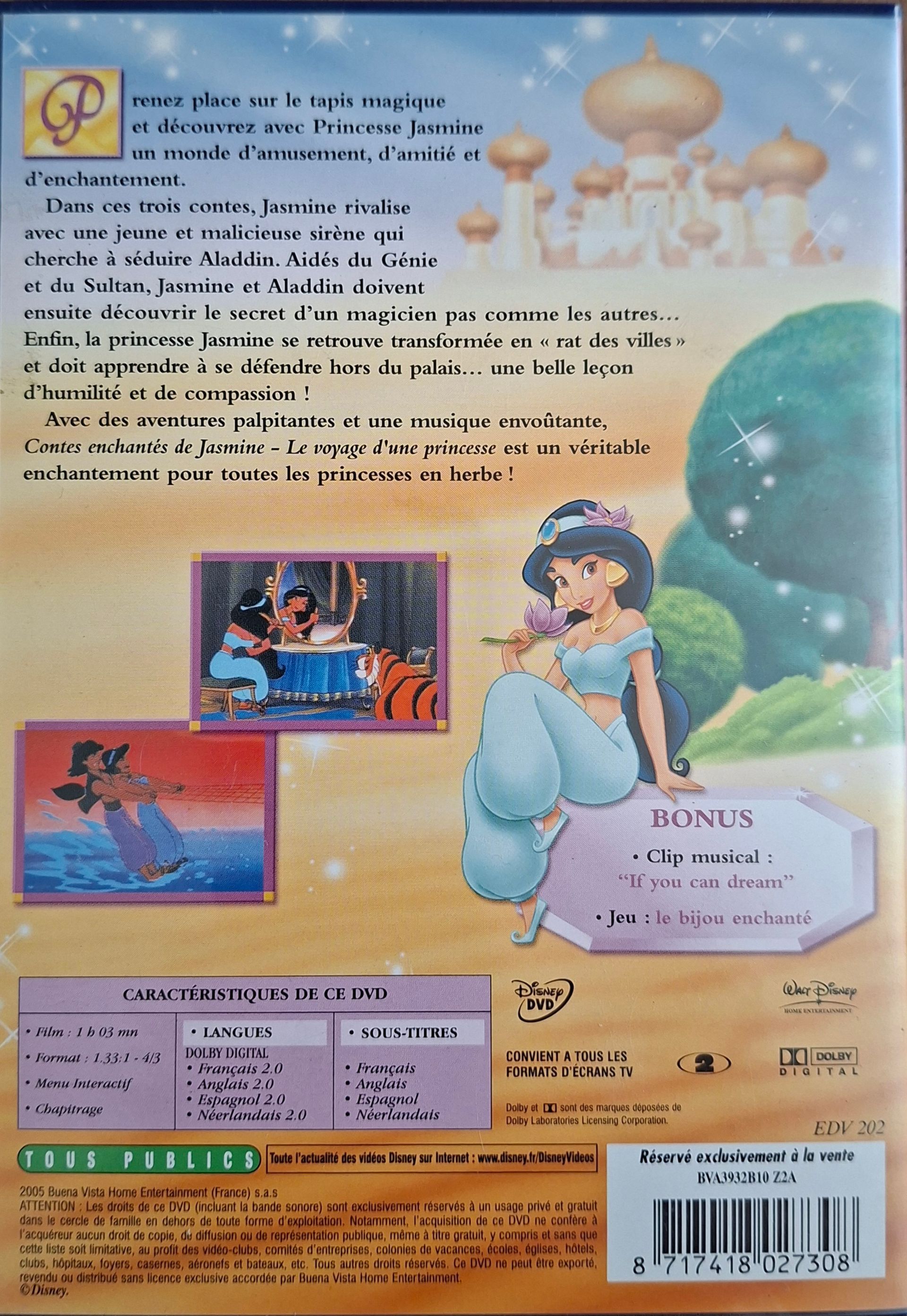 DVD Jasmin - Contes enchantes de Jasmine - Le Voyaged'une Princesse - Walt Disney