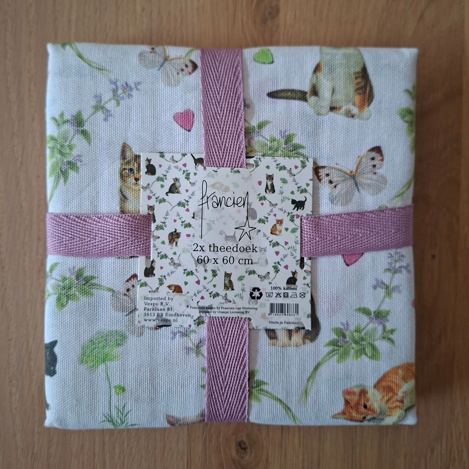 Franciens Katten theedoeken - Kattenkruid-serie - set van 2 stuks