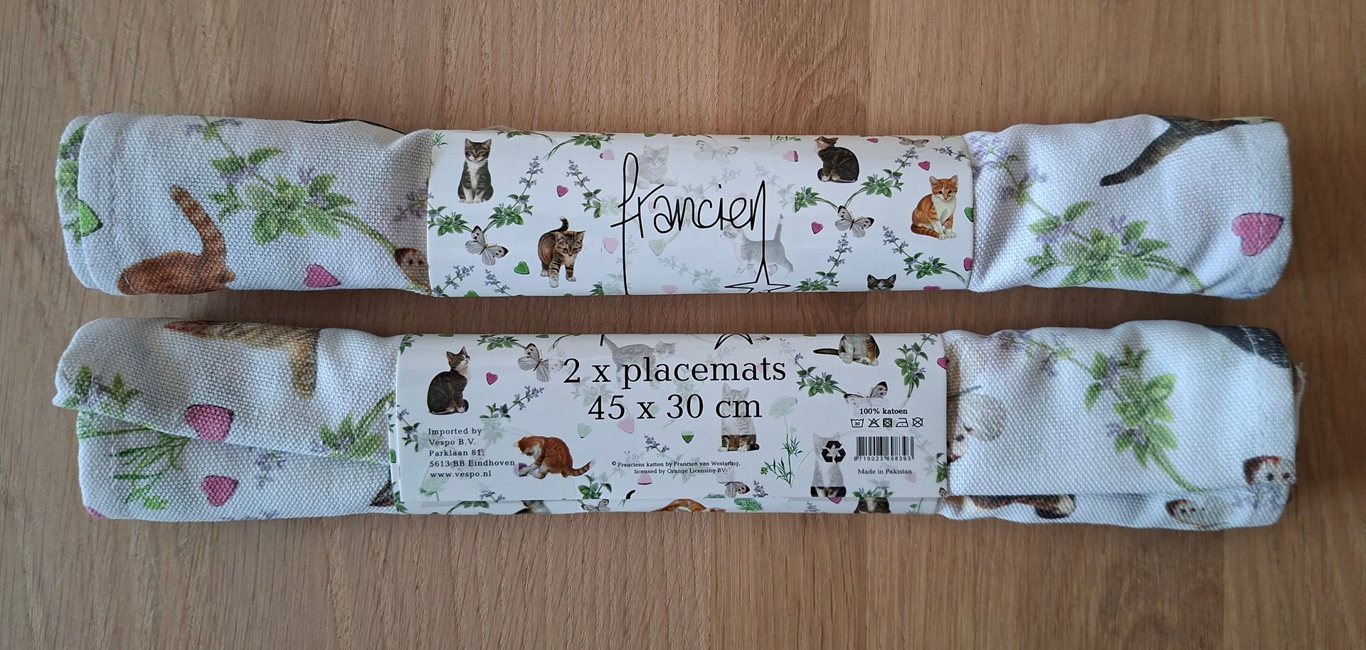Franciens Katten placemats - Kattenkruid-serie - set van 2 stuks