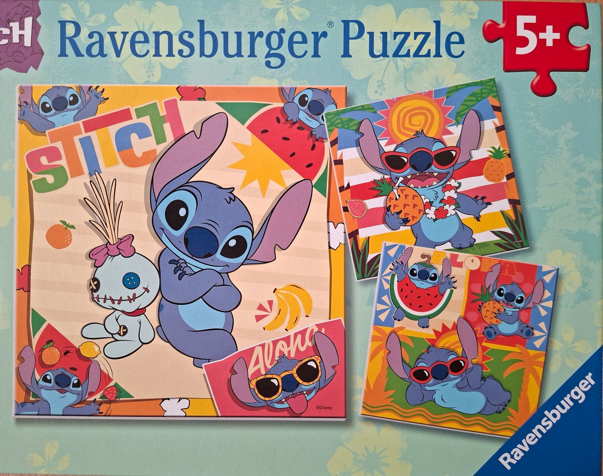 Ravensburger 3-delige legpuzzelset Stitch voor kinderen vanaf 5 jaar.