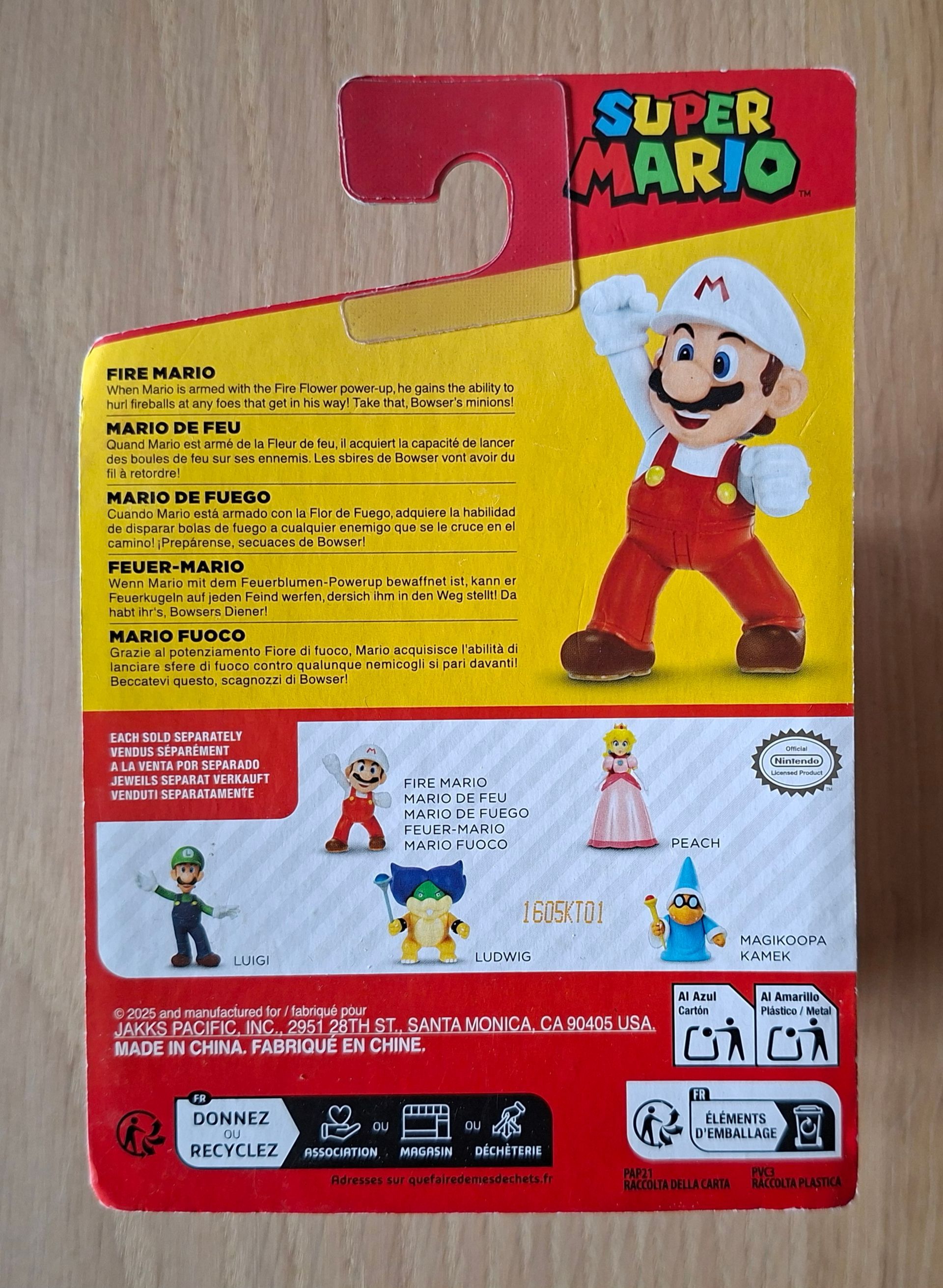 Jakks Pacific Super Mario Fire Mario mini-actiefiguur - ca. 6 cm