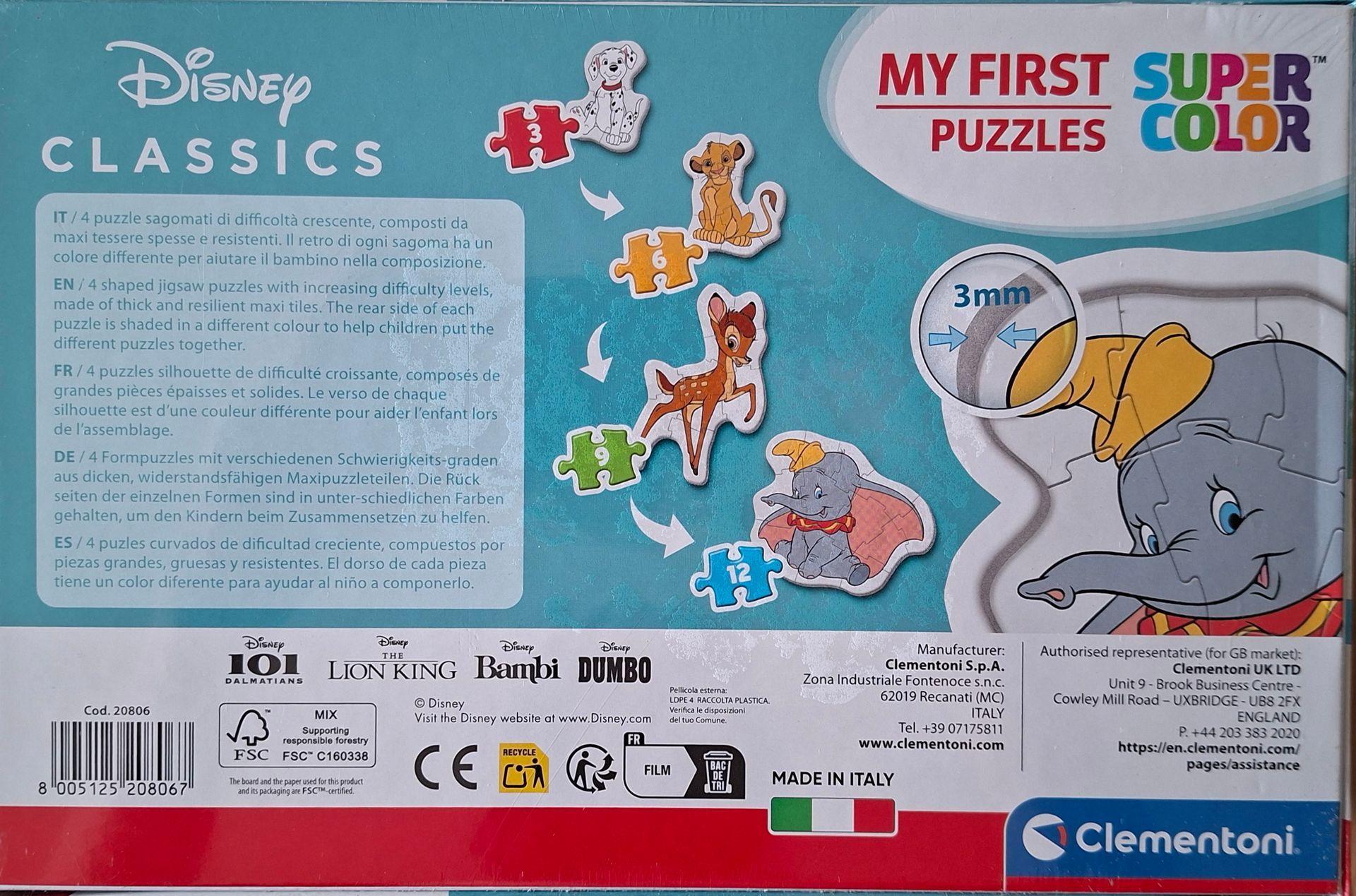 Clementoni My First Puzzle - Disney Classics - set van 4 kinderpuzzels