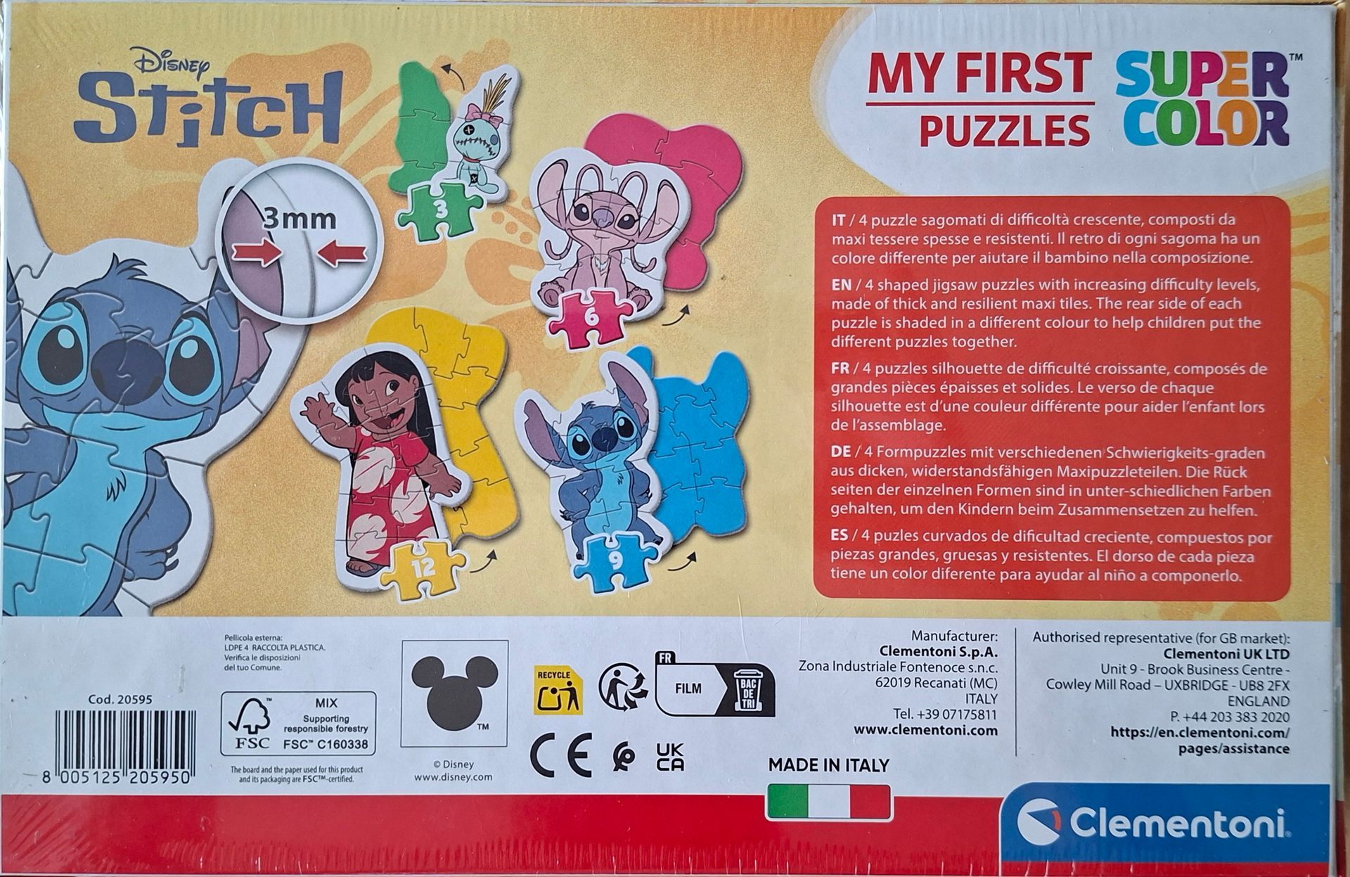 Clementoni My First Puzzle - Disney Stitch - set van 4 kinderpuzzels