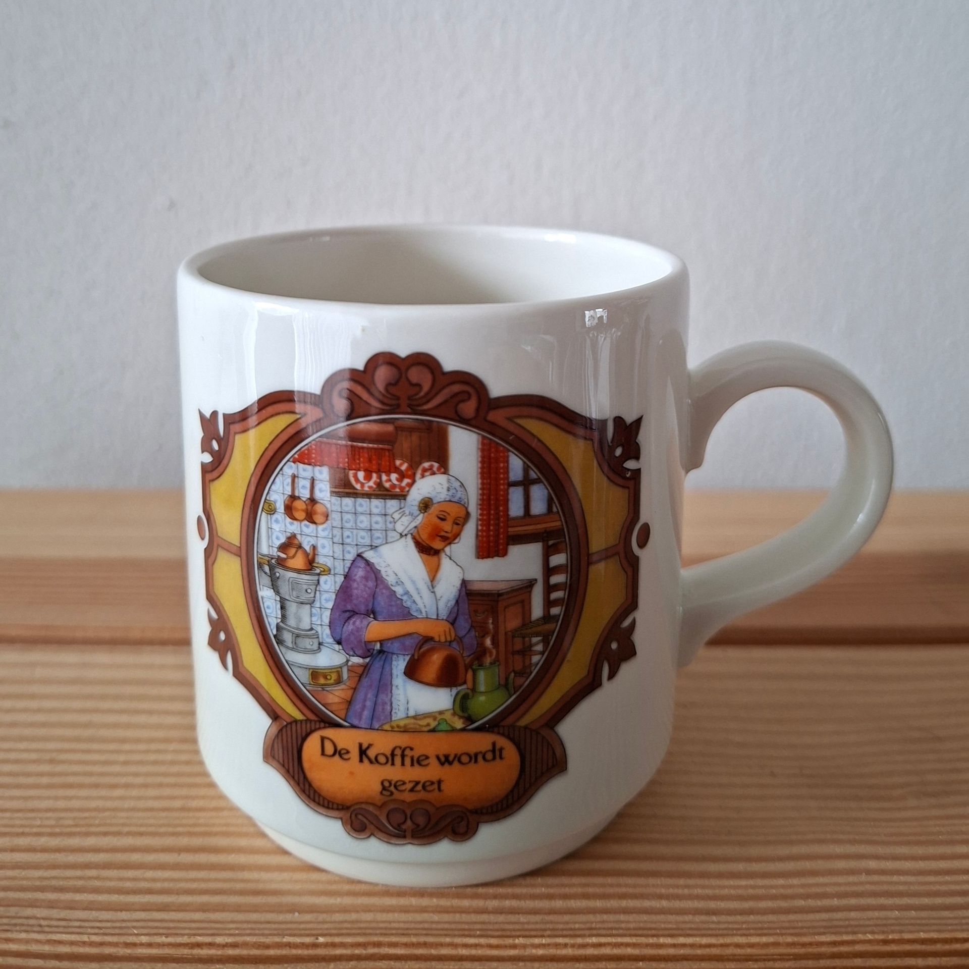 Vintage Friesche Douwe Egberts koffiemokken - Oud-Hollands koffiezetten - Villeroy & Boch - set van 4 stuks