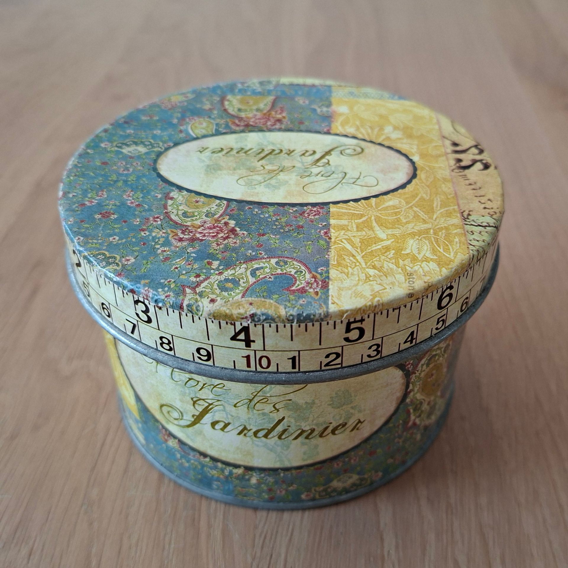 Retro opbergblikje Flore des Jardinier - vintage stijl - rond