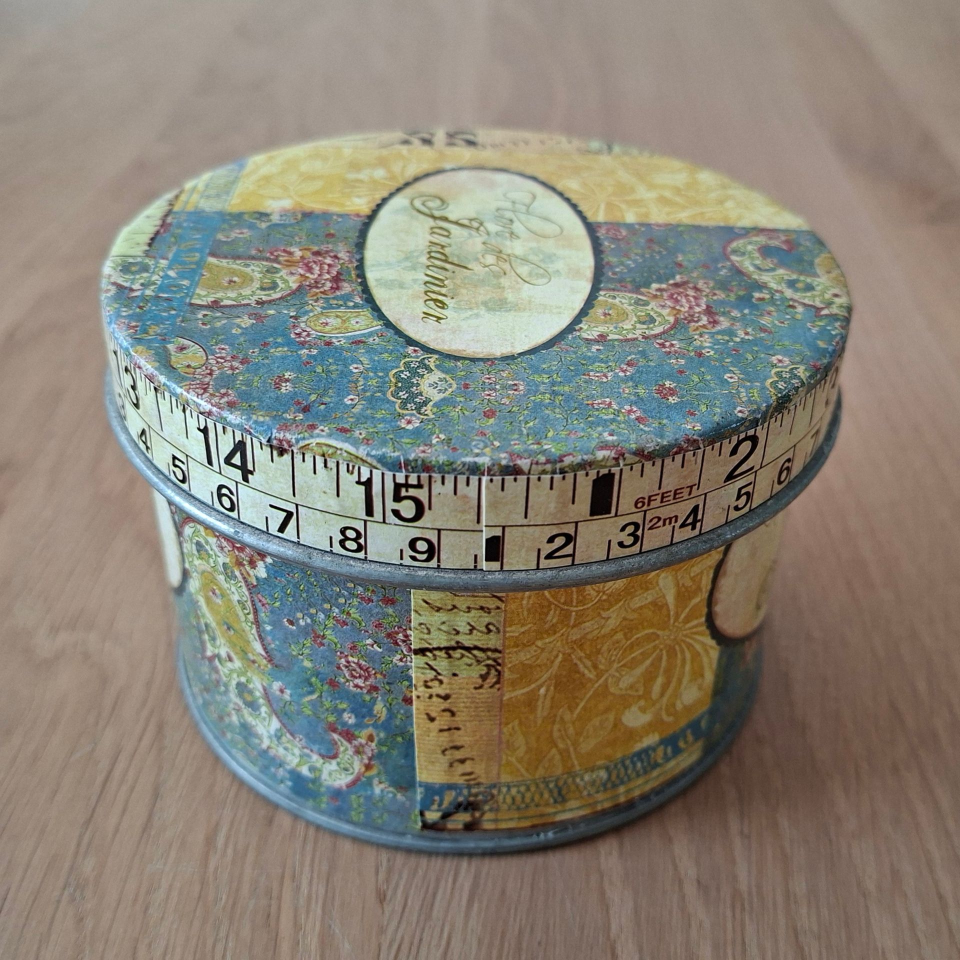 Retro opbergblikje Flore des Jardinier - vintage stijl - rond