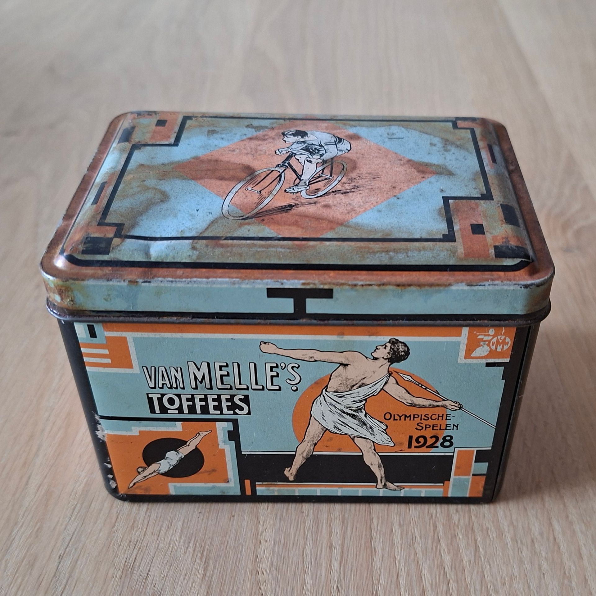 Antiek Van Melle's Toffees blik - Olympische spelen 1928 in Amsterdam