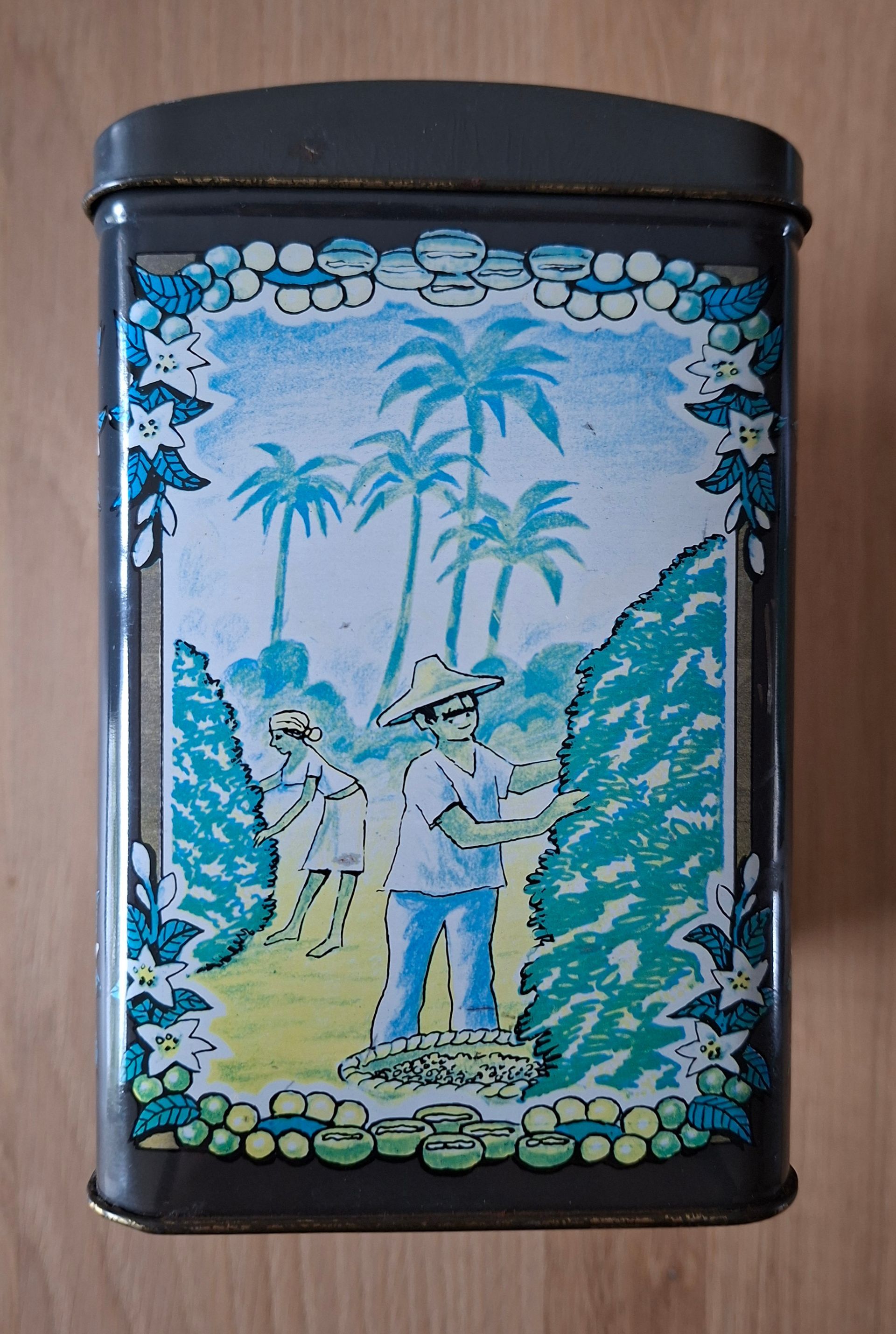 Vintage De Gruyter koffieblik - bruin/groen