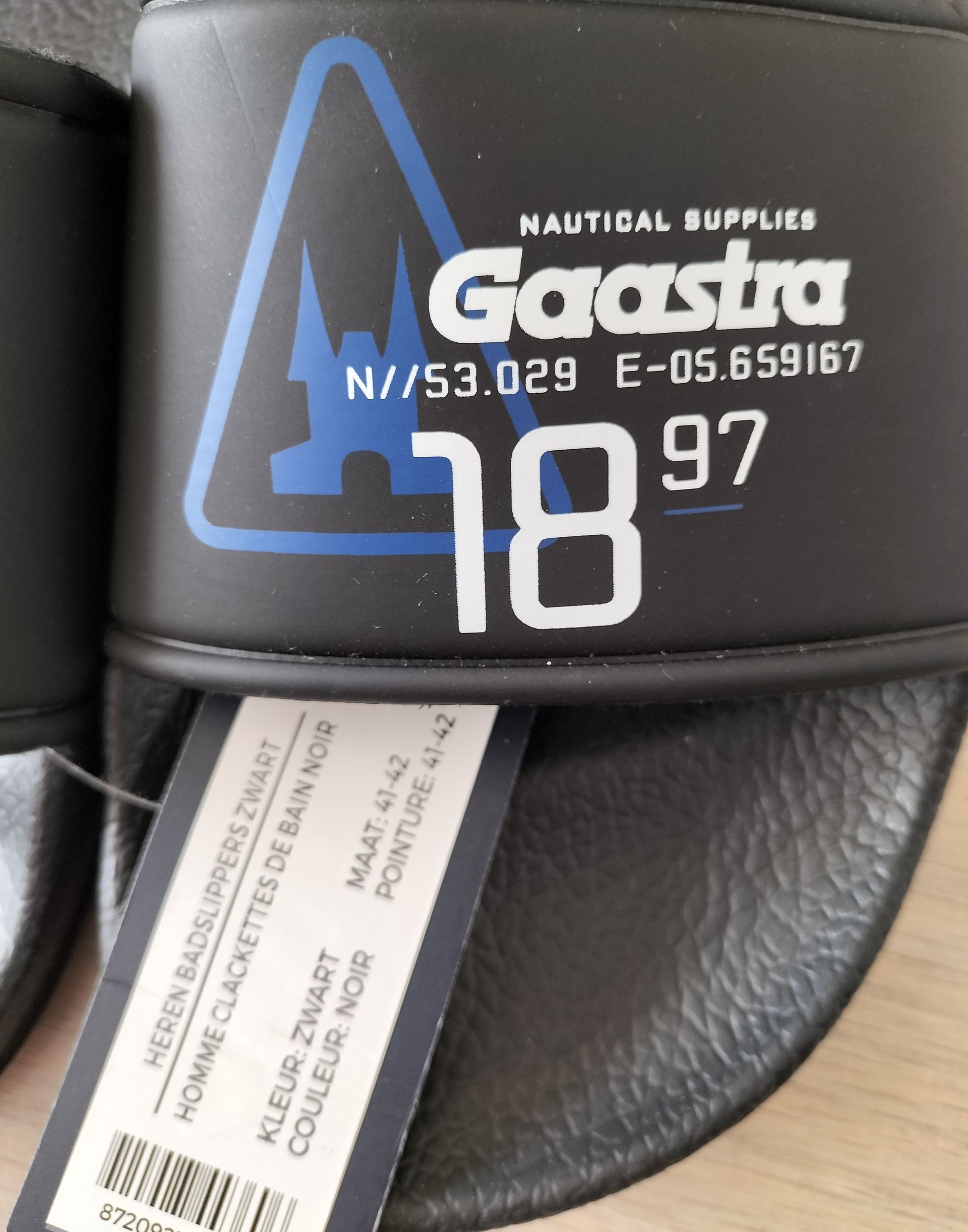 Zwarte heren Gaastra badslippers - maat 41 - 42.