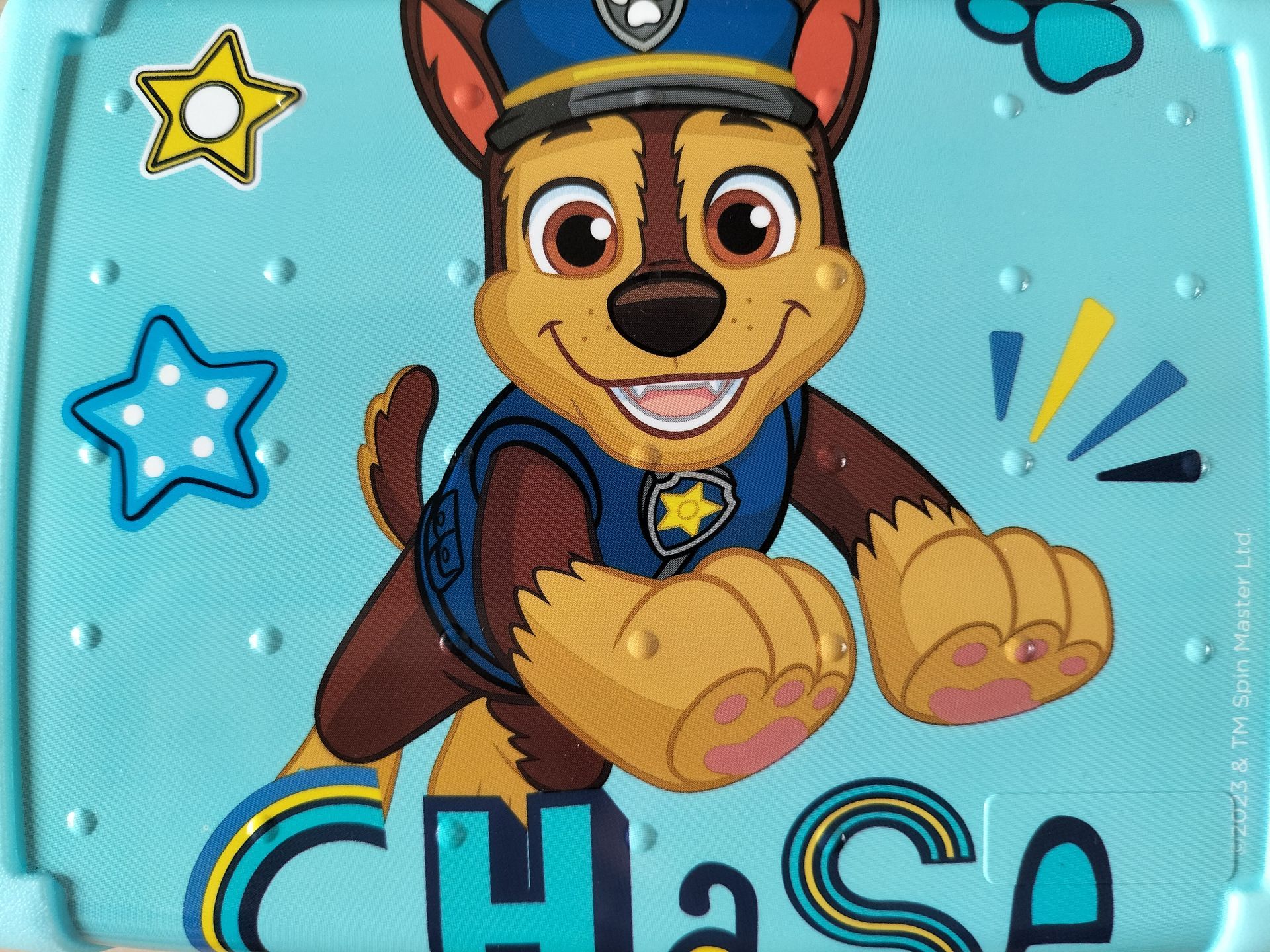 Blauwe kinder brooddoos met Chase van Paw Patrol.