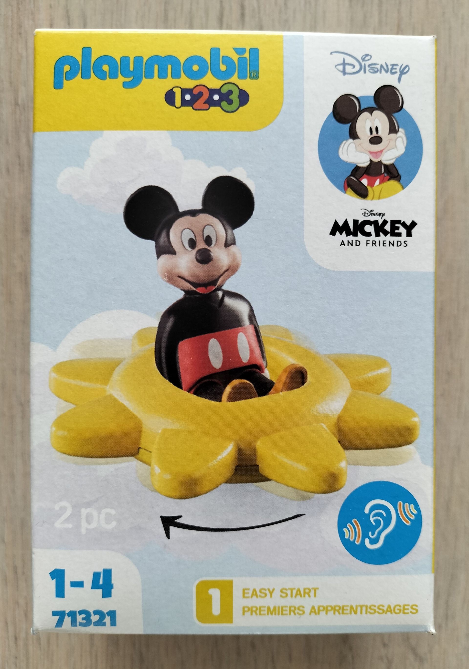 Playmobil 1.2.3 Disney Mickey Mouse speelgoedset. Micky zittend in een draaiende zon.